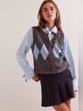 Free people Argyle Craft Vest